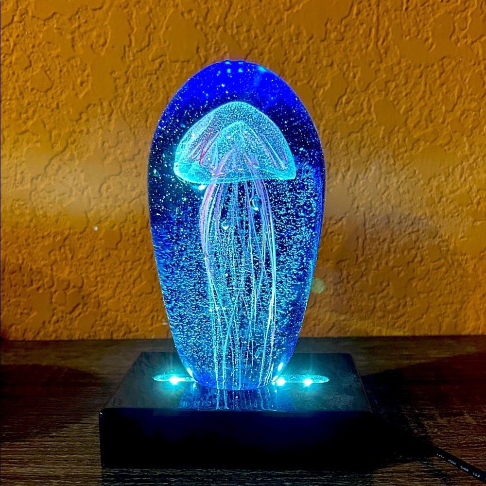Blue Jellyfish Glass Sculpture
